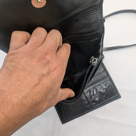 Brighton crossbody bag Black With Silver Heart Clasp size Approx 7 " X 5" - Picture 11 of 14